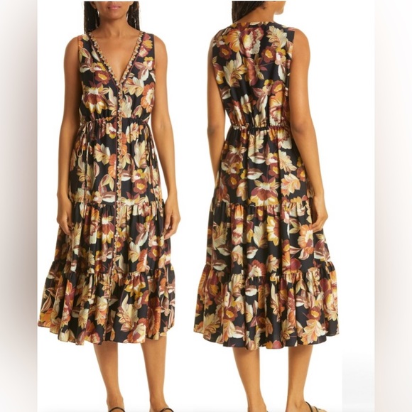 Kobi Halperin Alice Flora Hammered Satin Dress - Picture 1 of 6